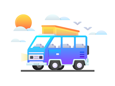 Van illustrations car flat gradient icon illustration van