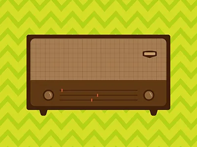 Vintage Radio Illustration colour green illustration radio