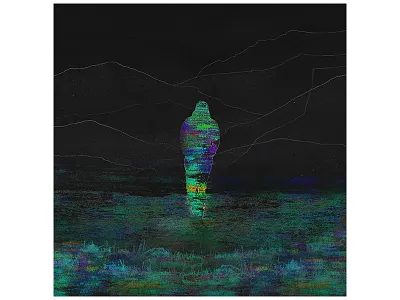 Trust in Me album artwork album cover black design drawing illustration mountains music neon painting