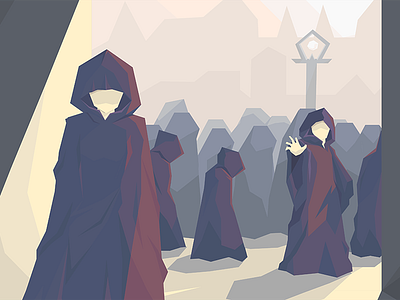 Heteroclite cloak concept illustration low poly people