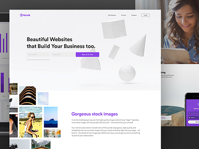 Heroik Landing Page buider clean desktop heroik landing page minimal purple web design website