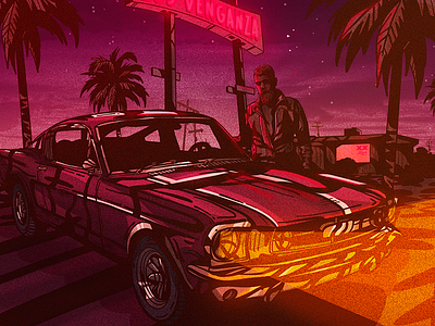 Car 80s car color neon night rock