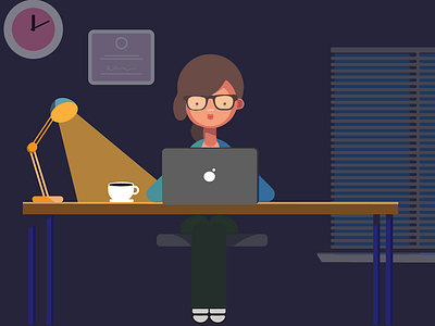 Article Cover Image computer desk illustration late tired work