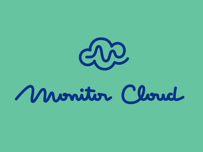 Monitor Cloud logotype animated design flat handwritten logo monoline