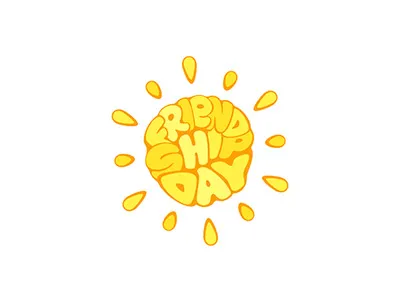 Sun of Friendship Day 30 july cartoon day friendship funny lettering letters sun tightly vector white yellow