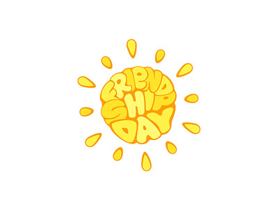 Sun of Friendship Day 30 july cartoon day friendship funny lettering letters sun tightly vector white yellow