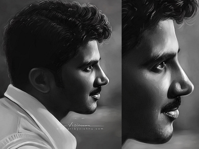 Dulquer salmaan blackandwhite brush digital digital painting dq dulqer face film malyalm photoshop portrait