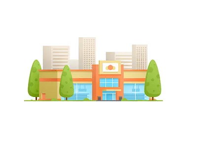 Supermarket architecture city flat shop supermarket texture tree