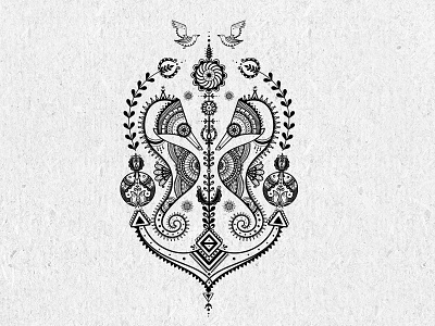 sea motif art folkart ink motif pattern sea tatto
