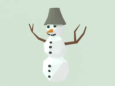 Snowman low lowpoly poly snowman
