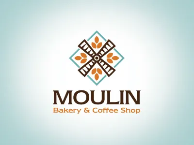 Moulin Bakery bakery branding coffee identity log moulin wheat