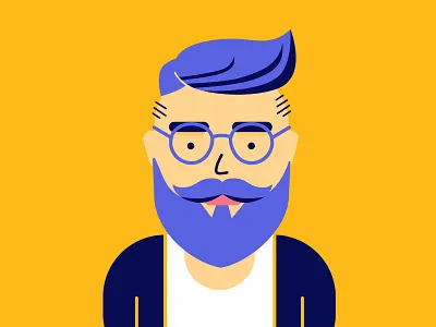 Zack beard face glasses guy hair illustration man portrait sweater vector