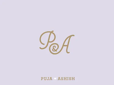 P + A Monogram brand identity lettering logo mark monogram script wedding