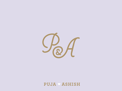 P + A Monogram brand identity lettering logo mark monogram script wedding