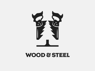 wood & steel black logo negative space saw simple steel wood woodworking