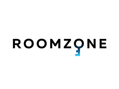 RoomZone logo black font gradient key simple typography white