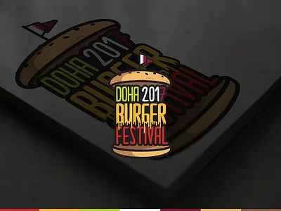 Doha Burger Festival Logotype art burger colors design festival food identity illustration logo logotype typography vector