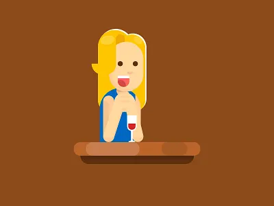 Woman in Restaurant date flat flat design restaurant wine woman
