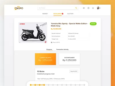 Okupo - Dashboard admin panel auction crowdfund dashboard finance instalments marketplace okupo transaction
