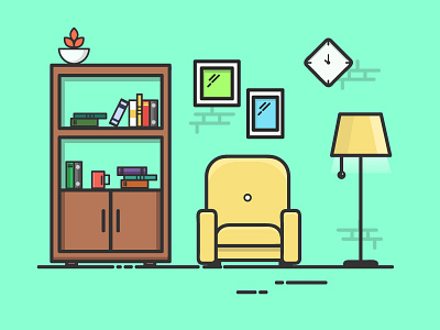 Reading Room Illustration behance dribbble illustration flat colour flat colours flat design flat design illustration flat illustration illustration illustrator interior design