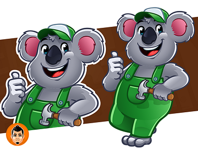 Koala Mascot for Roofing Contractors carpenter koala roof