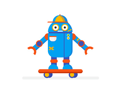 Robot Skate boy children cute flat robot skate