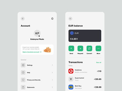 Mobile Finance App UI bank bank app bank setting banking banking app banking ux finance finance app financial dashboard fintech design mobile bank account mobile banking mobile finance mobile wallet money transfer settings transactions user account wallet