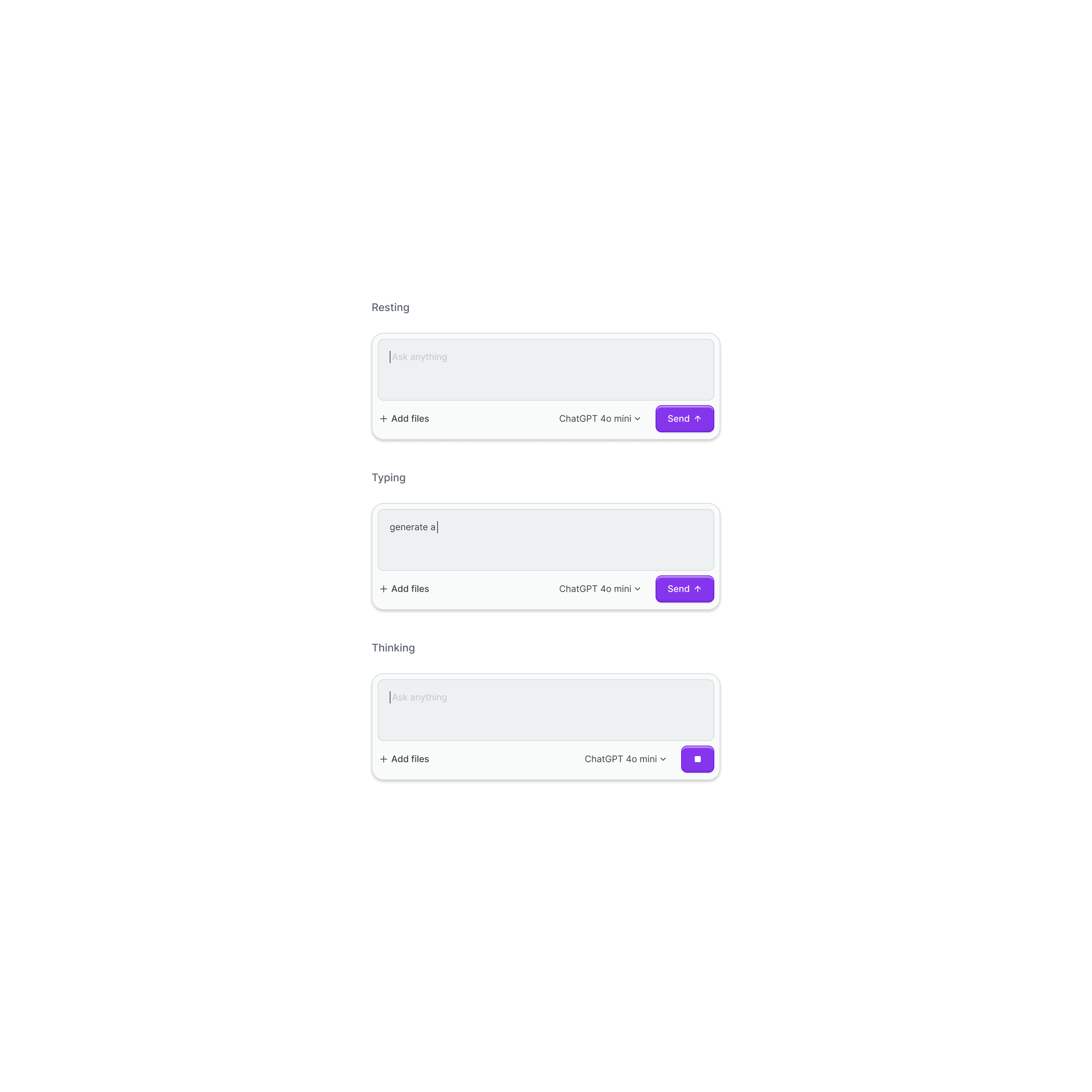 AI chat input - designed with Cohezly ai chat design system input ui ux