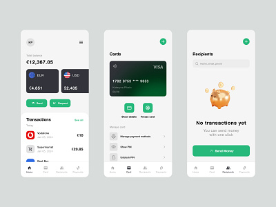 Mobile Bank UX/UI bank app bank app design banking banking app banking ux cards credit cards finance finance app financial dashboard fintech design mobile banking mobile settings money management money transfer payments transactions