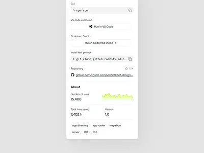 Codemod | Details chart code codemod details github registry sidebar statistics