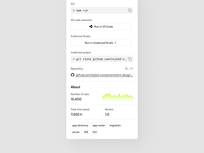 Codemod | Details chart code codemod details github registry sidebar statistics