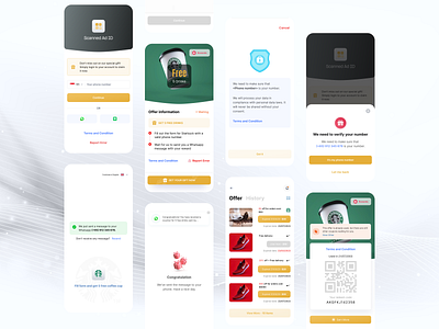 Smart Engage - App Design app design coupon daily ui gift gold light mode list login mobile design product design qr code scan sign in ui ux voucher yellow