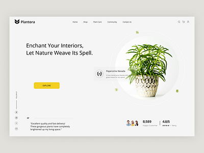 Plantora – Hero Section cleanui ecommerceui interfacedesign landingpage minimalistdesign naturedesign plantstore uiux webdesign