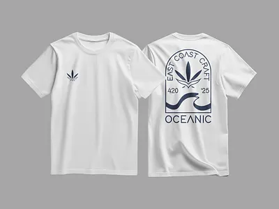 Oceanic East Coast Craft Cannabis T-Shirt Design Minimal Nature branding cannabis clothing coast fashion illustration leaf mary jane minimal minimalism mockup nature ocean pot shirt shore visual identity water wave weed