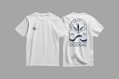 Oceanic East Coast Craft Cannabis T-Shirt Design Minimal Nature branding cannabis clothing coast fashion illustration leaf mary jane minimal minimalism mockup nature ocean pot shirt shore visual identity water wave weed