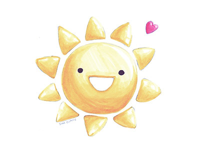 Nature's Sunshine Watercolor character drawing happy kawaii love nature summer sun watercolor