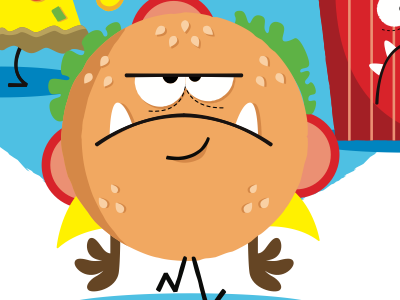 MONSTER JUNK FOOD-STICKERS donut frenchfries hamburger icecream illustration jonathanmiller kidsart monsters pizza stickers