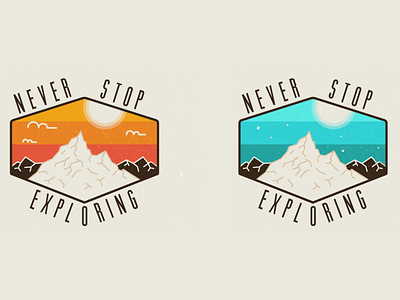 Never Stop Exploring Badges badge explore illustration state park