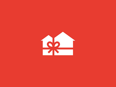 Gift House christmas gift holiday house icon logo red