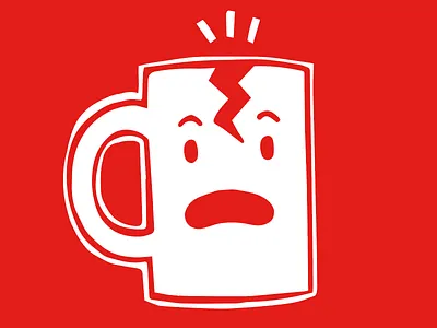 Fragile mug cartoon illustration label red warning