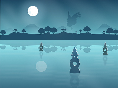 san tan yin yue lake moon mountain night scenery water