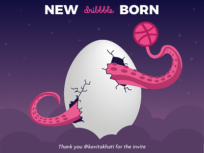 Dribbble Invite born debut dribbble egg illustration invite octopus simple thanks thankyou ui