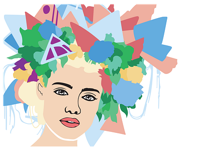 Floral Hair art colour creative design flowers girl graphic hair illustration illustrator lines portrait