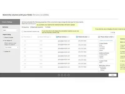 Imports Wireframe Column Matching column matching imports match fields wireframe