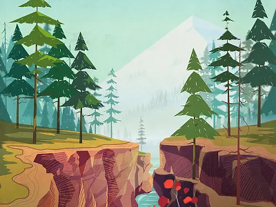 Canyon Background background canada canyon cartoon forest grand illustration landscape mountain river rock vector