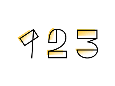 1 2 3 black clean font geometric numbers one print simple three two white yellow