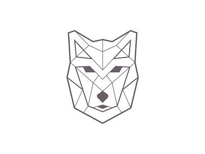 Geometric wolf geometric lines logo symmetric wolf