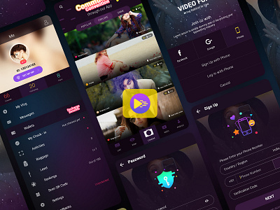 Video Chat App Concept Design app chatdribbble dribbble login mockup photo social ui ux video videochatting