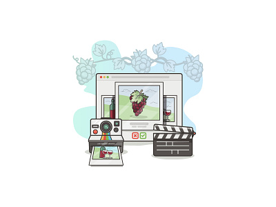 Social Wine clapper flat flat design icon minimal polaroid sky ui vineyard wine