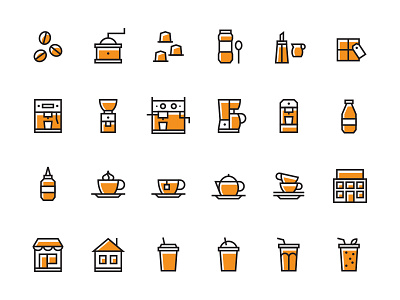 Coffee Icon Set Pt. 2 coffee coffee capsule icon coffee grinder icon coffee machine cups icon espresso icon hotel icon icon set moka pot sauce icon smoothie icon tee icon